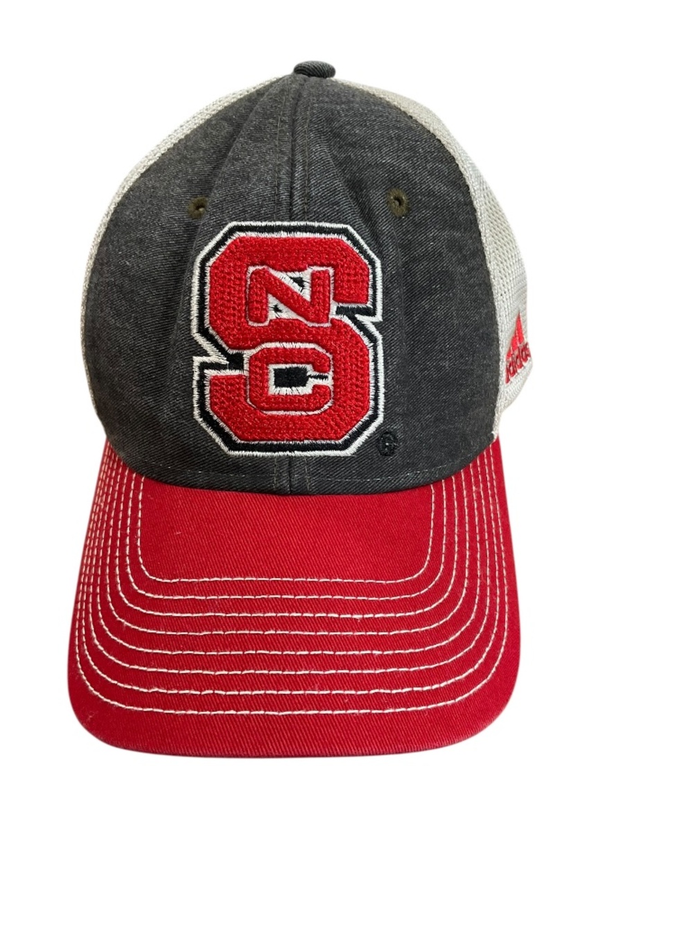 Adidas NC State Wolfpack Trucker Hat Snapback Red Gray Mesh NCAA 2016